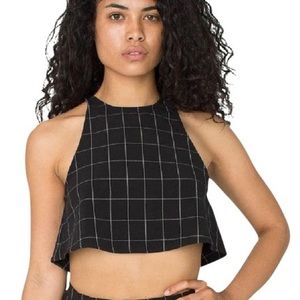 AMERICAN APPAREL: black and white grid crop top